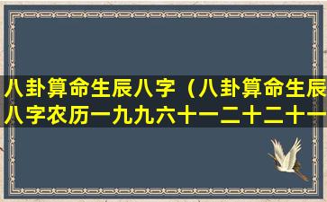 八卦算命生辰八字（八卦算命生辰八字农历一九九六十一二十二十一 🦉 后）